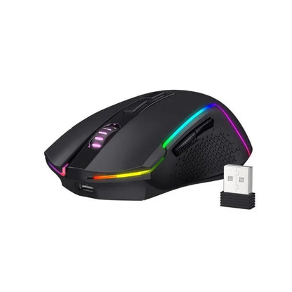 M693 Wireless/Wired BT & 2.4G Bluetooth Gaming 8000 DPI Mouse 3-Mode Connection RGB Backlight for Pc/Mac/Laptop， White